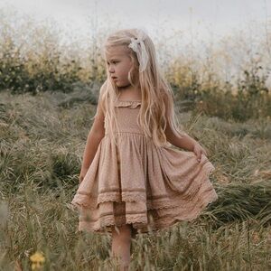 Adorable Beige Polka Dot Kids Dress